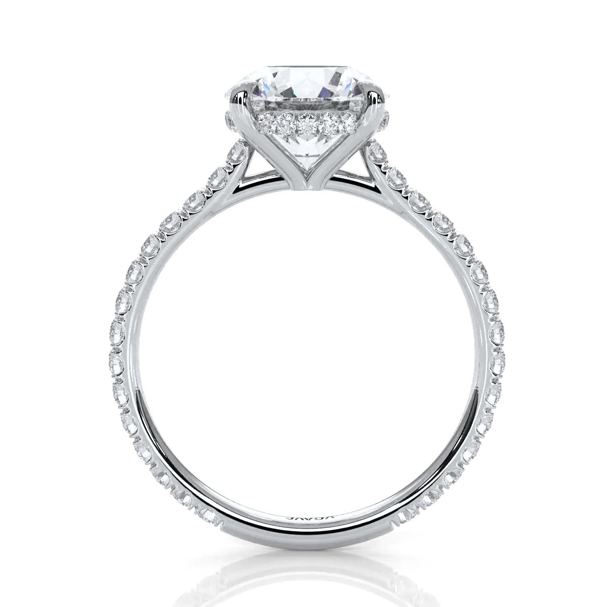 U Pave Hidden Halo Round Diamond Engagement Ring 14k White Gold 2.51 Ctw.